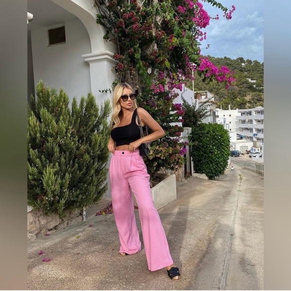 ZARA NEW FLOWY PLEATED PANTS - Picture 1 of 16